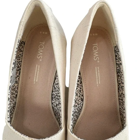 NWOT Toms Michelle Canvas Espadrille Peep Toe Wedge Pump in Natural Size 8.5 - Picture 10 of 16